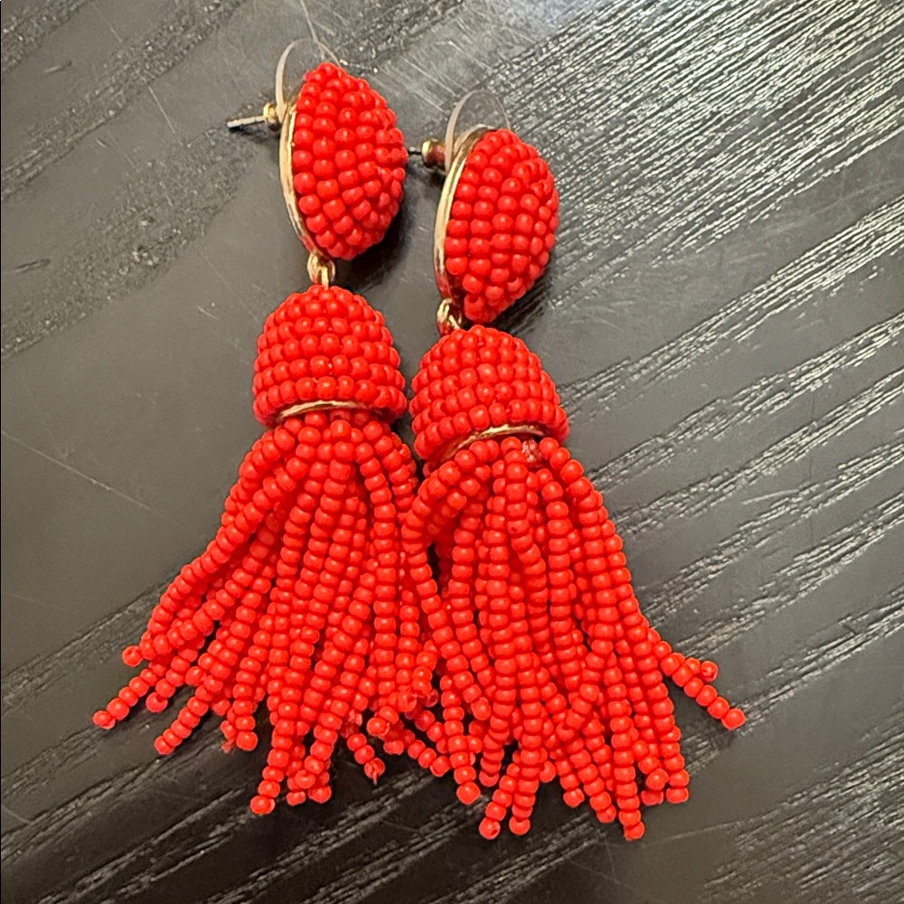 BaubleBar Red Beaded Tassel Earrings